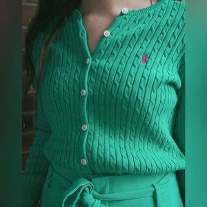 Ralph Lauren | Green Cable Knit Cardigan